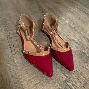 Red Halogen Studded Flats